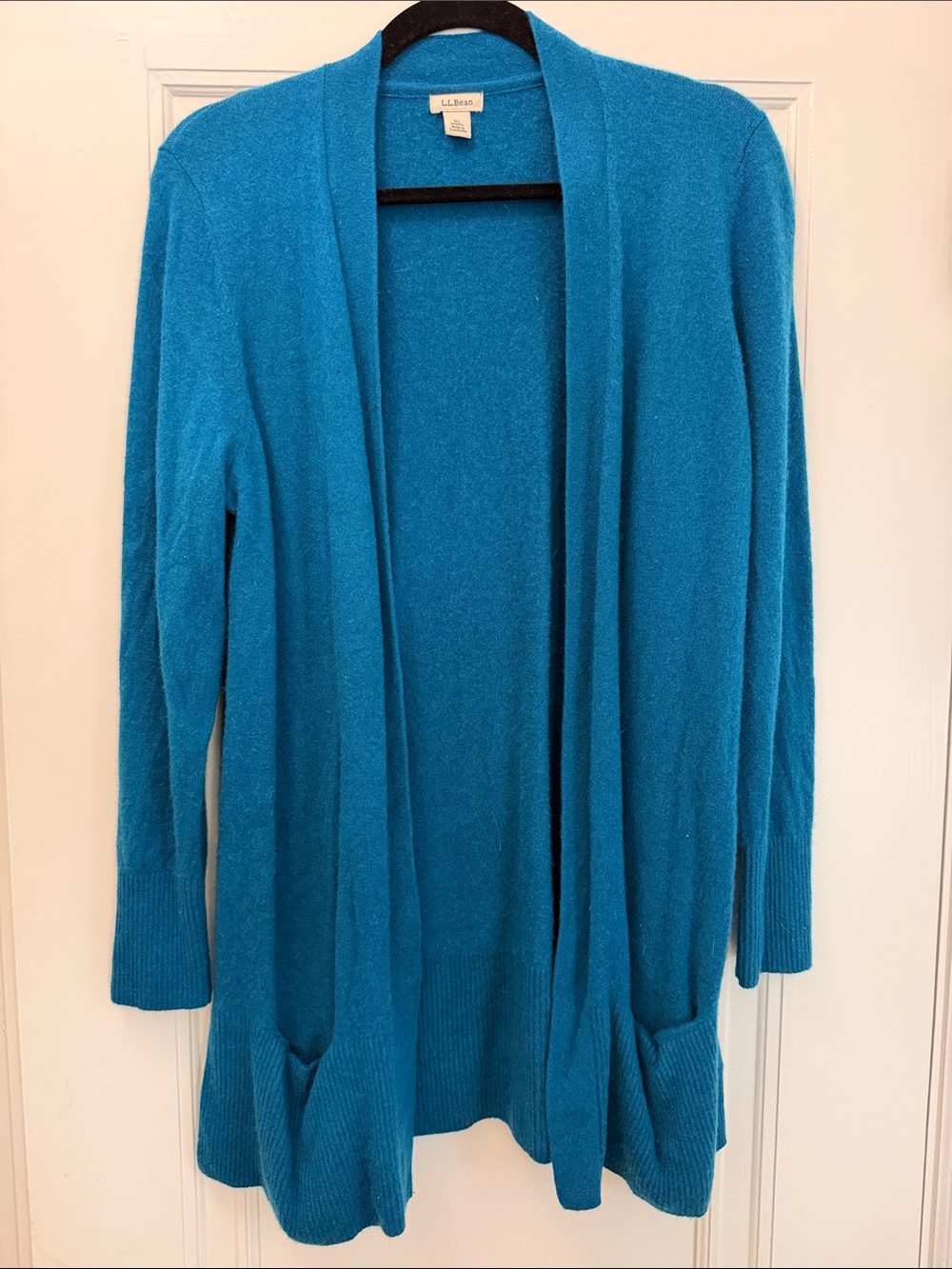 L.L. Bean Women's Teal Cashmere Open-Front Cardigan